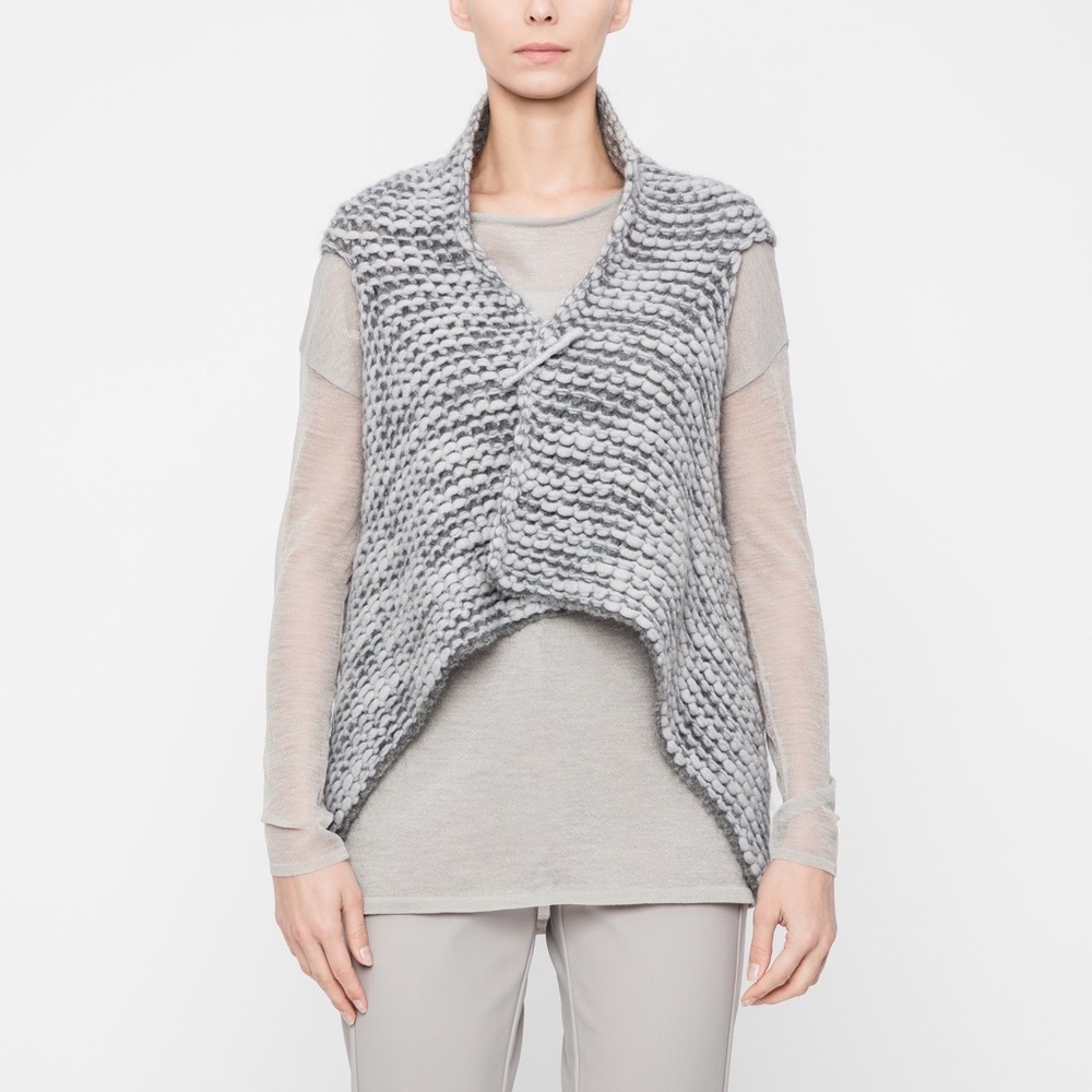 Sarah Pacini ‘Chine Cardigan’ Textured Knit Wool Blend Vest One Size - Picture 11 of 11